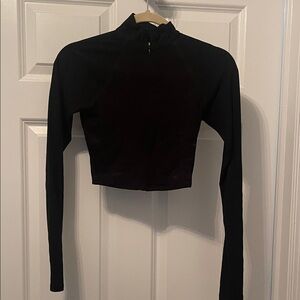 Naked Wardrobe Black Ribbed Long Sleeve Crop Top